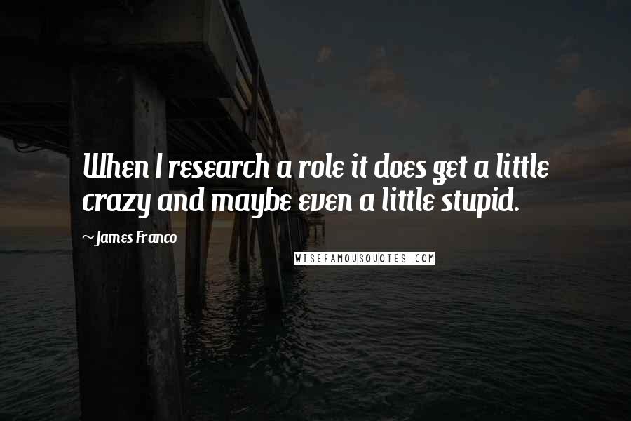 James Franco Quotes: When I research a role it does get a little crazy and maybe even a little stupid.