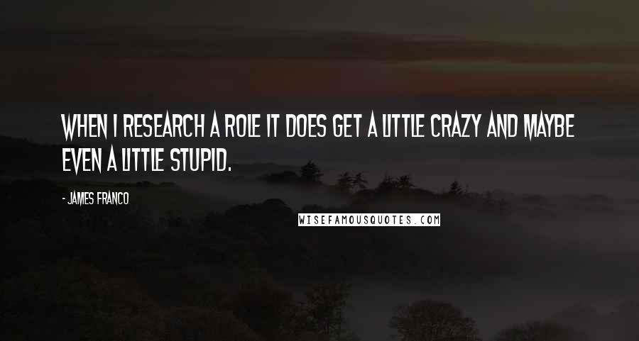 James Franco Quotes: When I research a role it does get a little crazy and maybe even a little stupid.