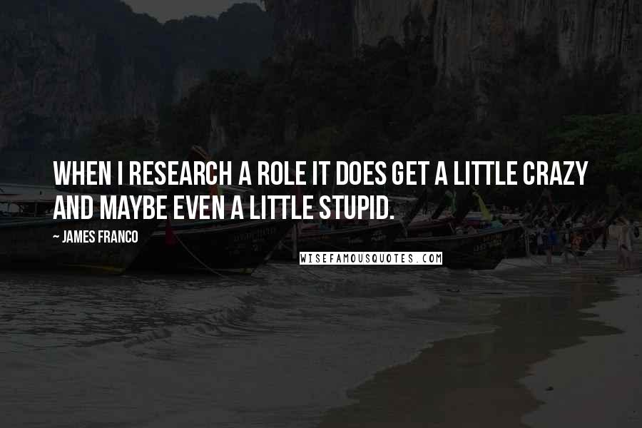 James Franco Quotes: When I research a role it does get a little crazy and maybe even a little stupid.