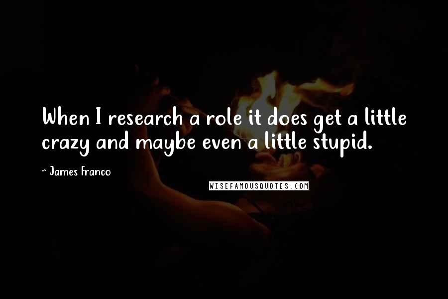 James Franco Quotes: When I research a role it does get a little crazy and maybe even a little stupid.