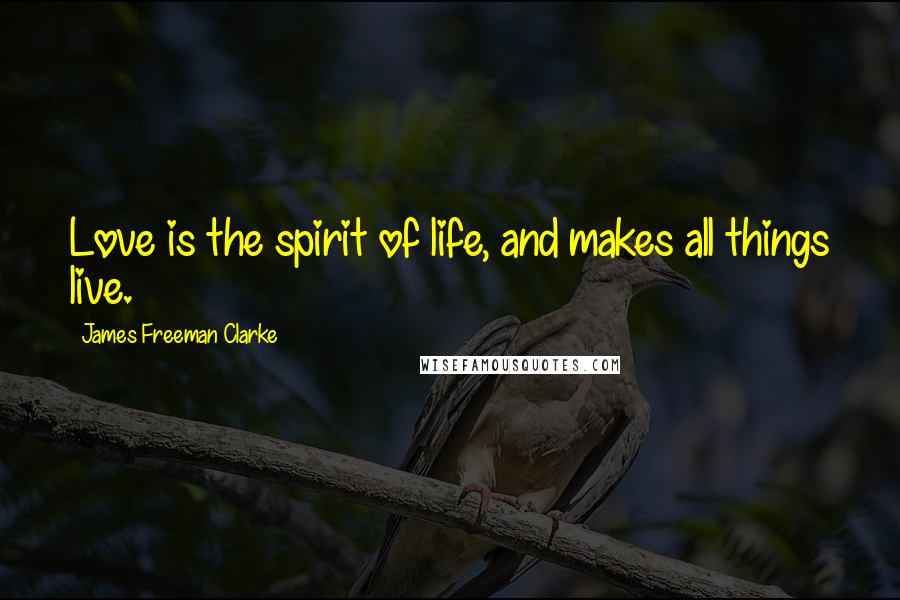 James Freeman Clarke Quotes: Love is the spirit of life, and makes all things live.