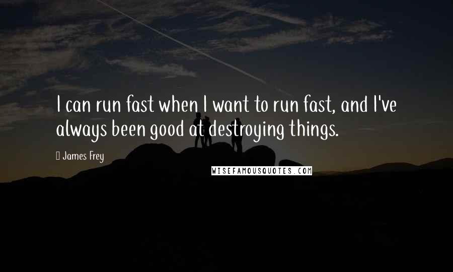 James Frey Quotes: I can run fast when I want to run fast, and I've always been good at destroying things.