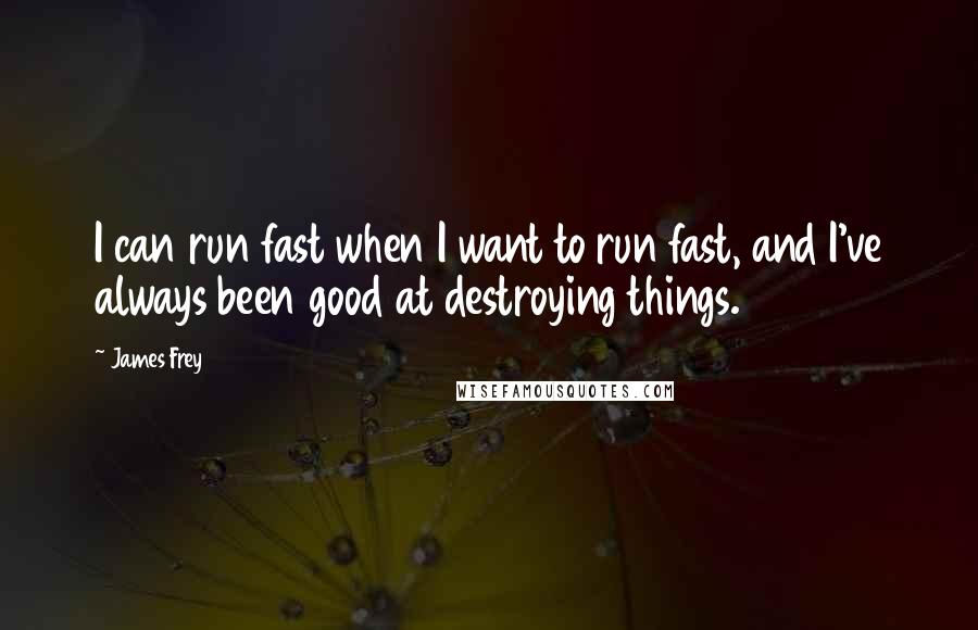 James Frey Quotes: I can run fast when I want to run fast, and I've always been good at destroying things.