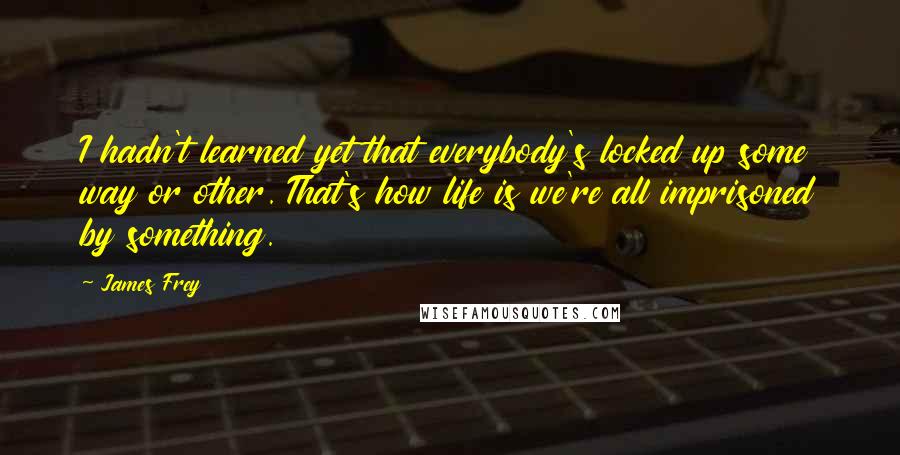 James Frey Quotes: I hadn't learned yet that everybody's locked up some way or other. That's how life is we're all imprisoned by something.