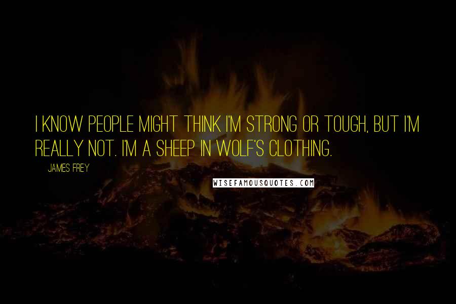 James Frey Quotes: I know people might think I'm strong or tough, but I'm really not. I'm a sheep in wolf's clothing.