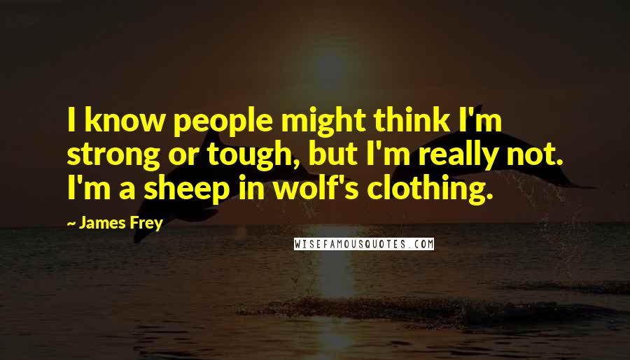 James Frey Quotes: I know people might think I'm strong or tough, but I'm really not. I'm a sheep in wolf's clothing.