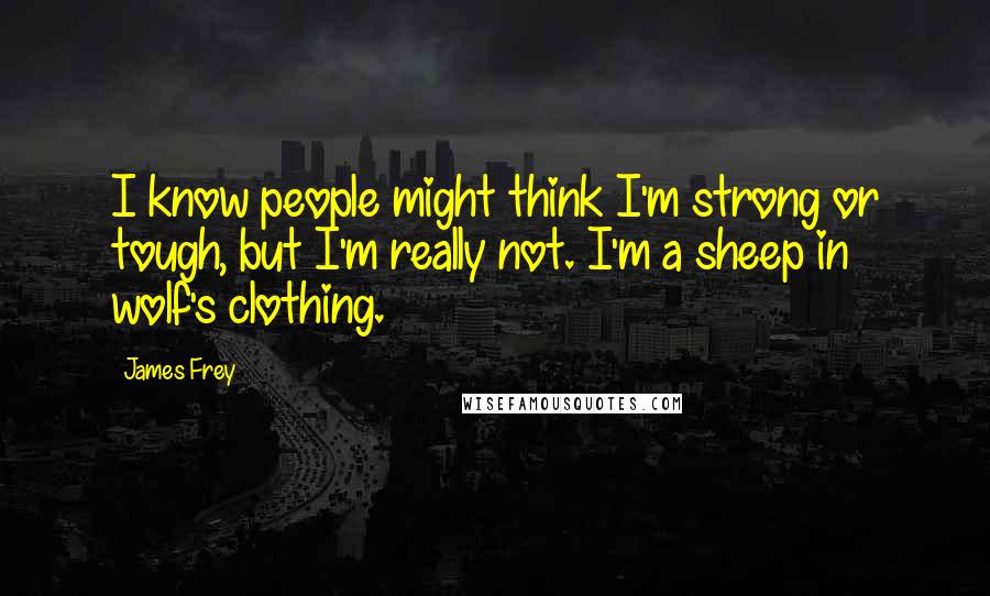 James Frey Quotes: I know people might think I'm strong or tough, but I'm really not. I'm a sheep in wolf's clothing.