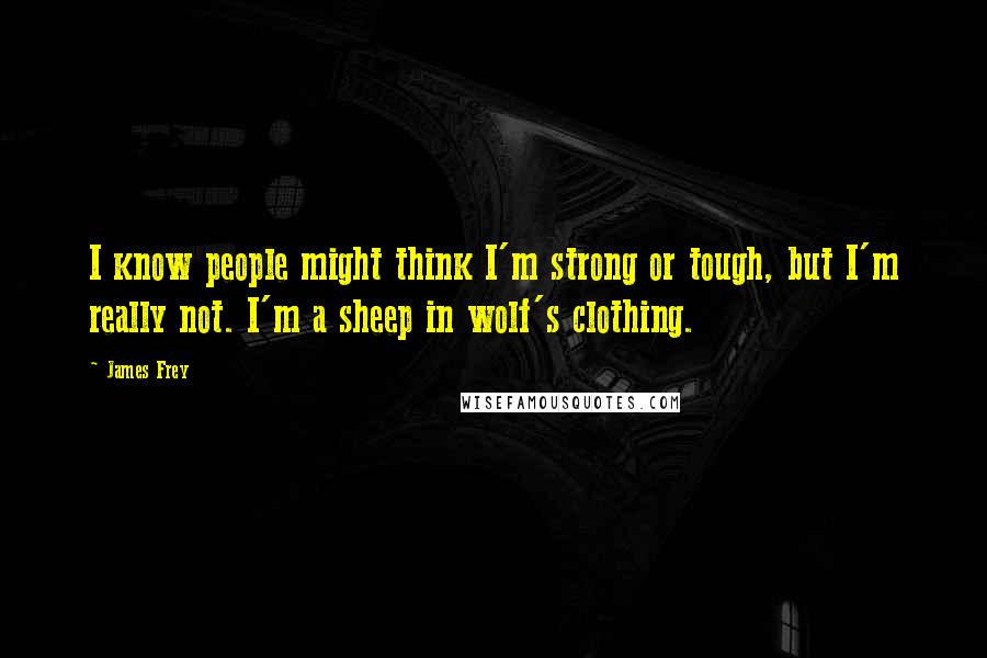 James Frey Quotes: I know people might think I'm strong or tough, but I'm really not. I'm a sheep in wolf's clothing.