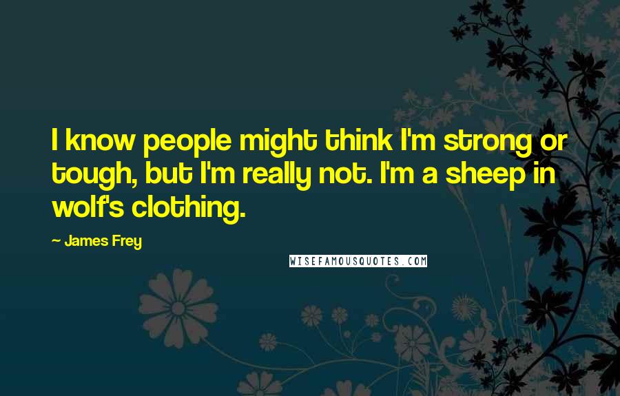 James Frey Quotes: I know people might think I'm strong or tough, but I'm really not. I'm a sheep in wolf's clothing.