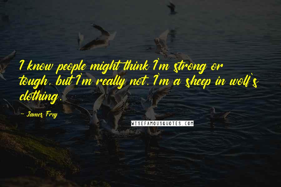 James Frey Quotes: I know people might think I'm strong or tough, but I'm really not. I'm a sheep in wolf's clothing.
