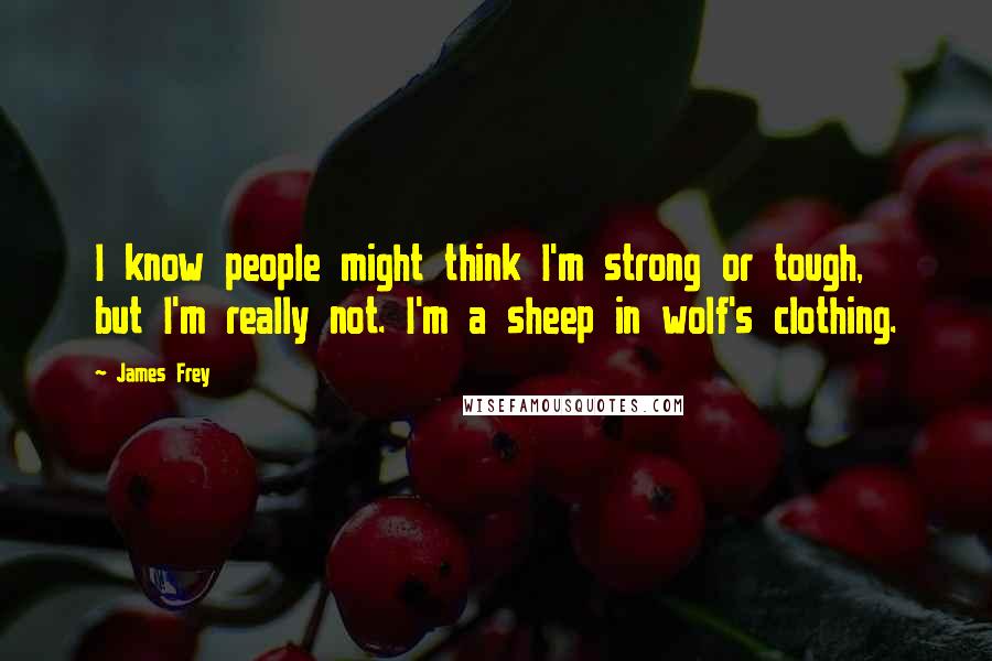 James Frey Quotes: I know people might think I'm strong or tough, but I'm really not. I'm a sheep in wolf's clothing.