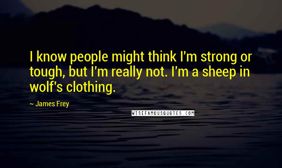 James Frey Quotes: I know people might think I'm strong or tough, but I'm really not. I'm a sheep in wolf's clothing.