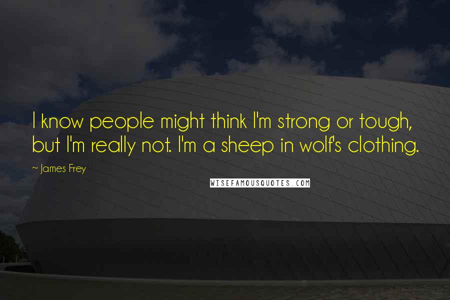 James Frey Quotes: I know people might think I'm strong or tough, but I'm really not. I'm a sheep in wolf's clothing.