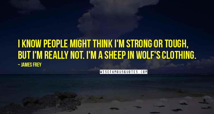 James Frey Quotes: I know people might think I'm strong or tough, but I'm really not. I'm a sheep in wolf's clothing.