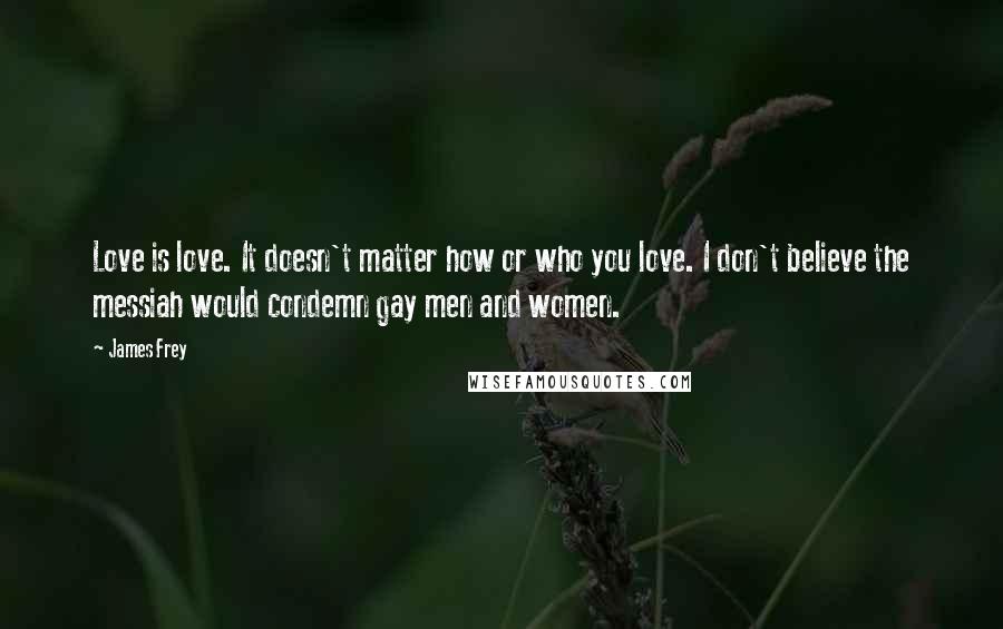 James Frey Quotes: Love is love. It doesn't matter how or who you love. I don't believe the messiah would condemn gay men and women.