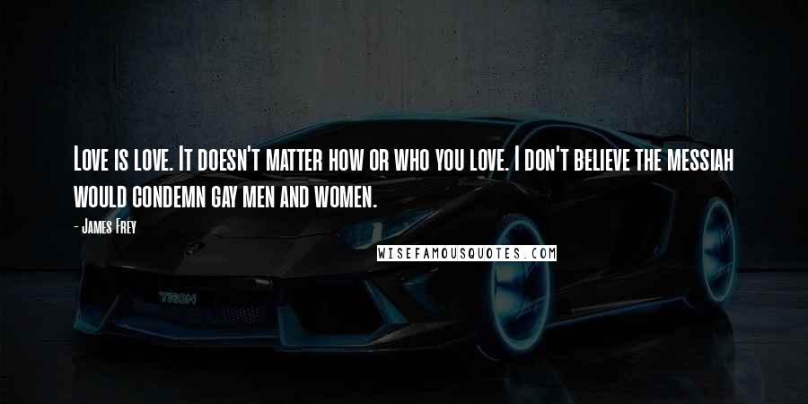 James Frey Quotes: Love is love. It doesn't matter how or who you love. I don't believe the messiah would condemn gay men and women.