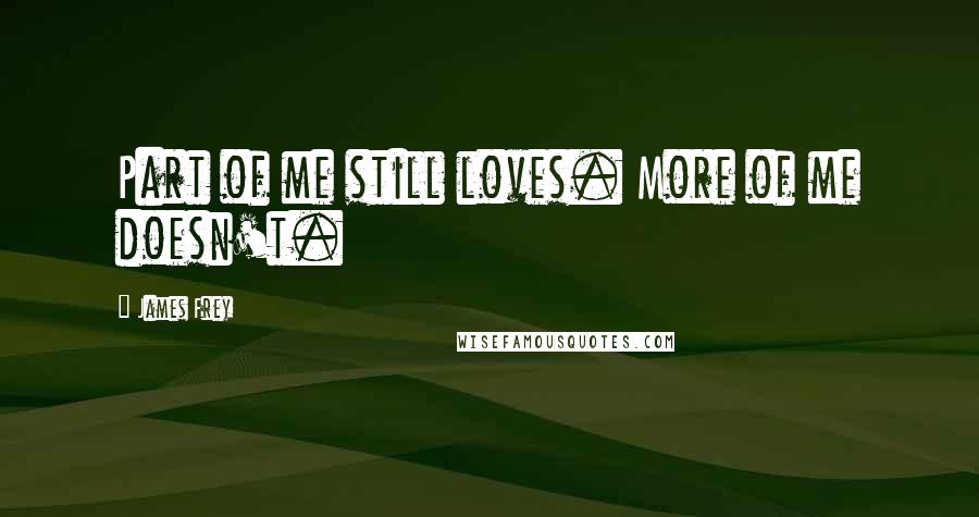 James Frey Quotes: Part of me still loves. More of me doesn't.