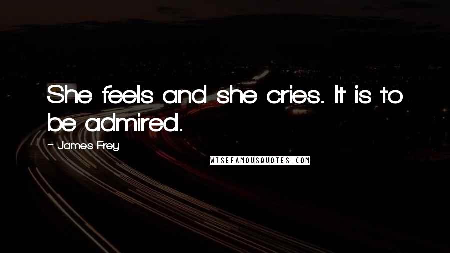 James Frey Quotes: She feels and she cries. It is to be admired.