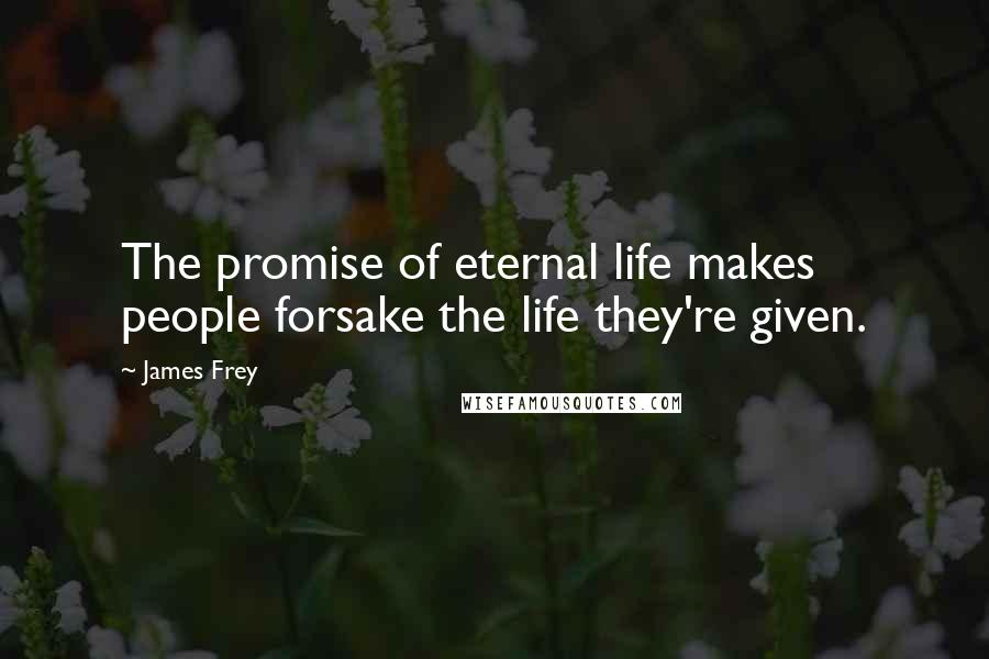 James Frey Quotes: The promise of eternal life makes people forsake the life they're given.
