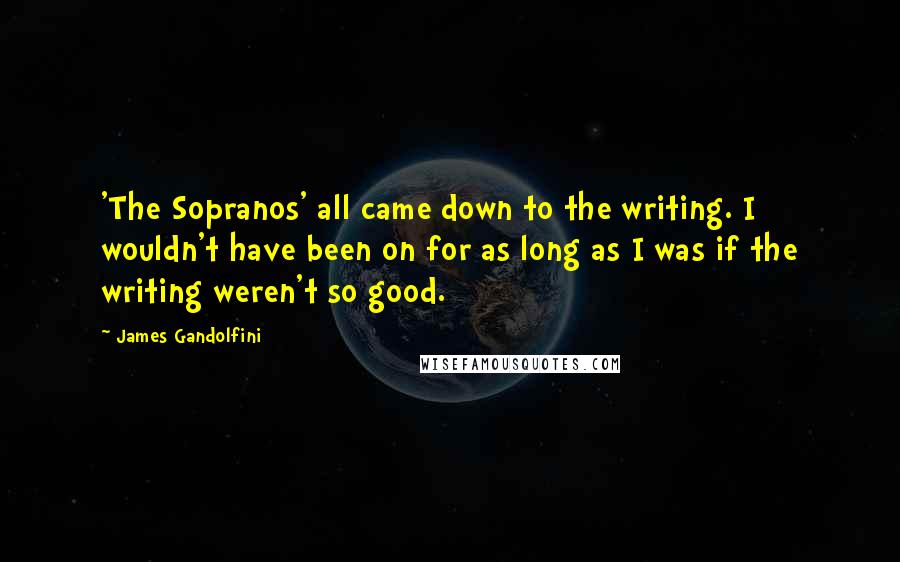 James Gandolfini Quotes: 'The Sopranos' all came down to the writing. I wouldn't have been on for as long as I was if the writing weren't so good.