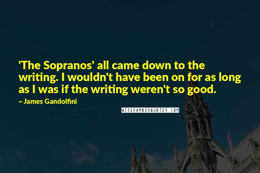 James Gandolfini Quotes: 'The Sopranos' all came down to the writing. I wouldn't have been on for as long as I was if the writing weren't so good.