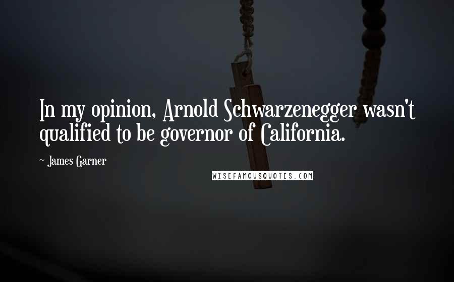 James Garner Quotes: In my opinion, Arnold Schwarzenegger wasn't qualified to be governor of California.