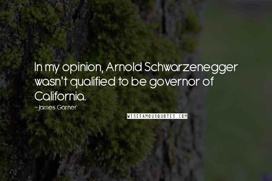 James Garner Quotes: In my opinion, Arnold Schwarzenegger wasn't qualified to be governor of California.