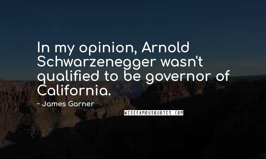 James Garner Quotes: In my opinion, Arnold Schwarzenegger wasn't qualified to be governor of California.