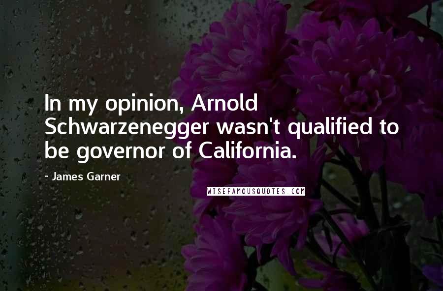 James Garner Quotes: In my opinion, Arnold Schwarzenegger wasn't qualified to be governor of California.