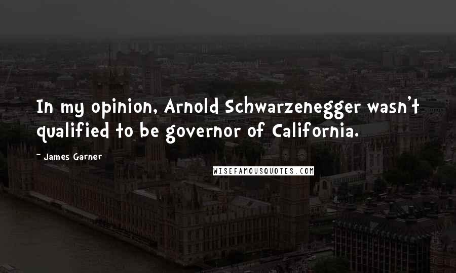 James Garner Quotes: In my opinion, Arnold Schwarzenegger wasn't qualified to be governor of California.