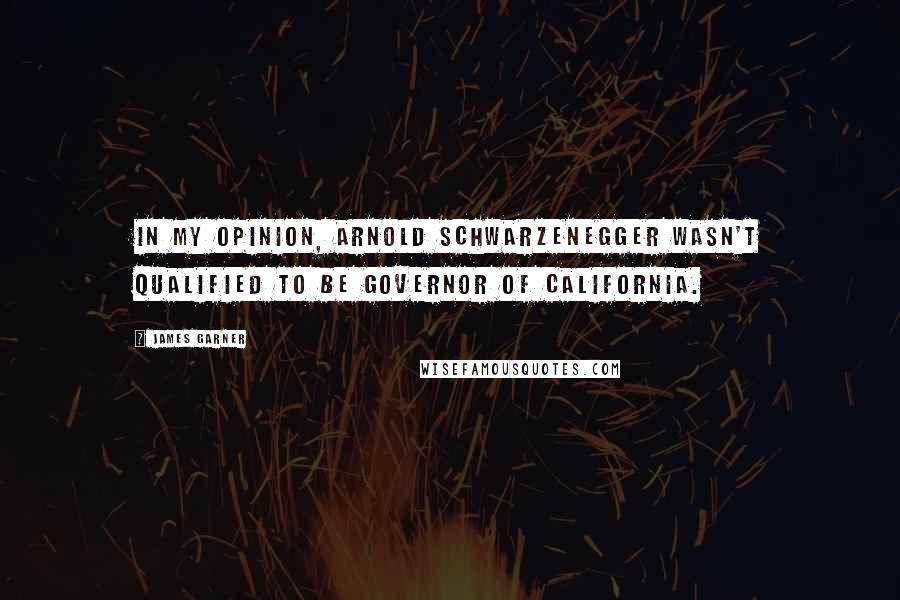 James Garner Quotes: In my opinion, Arnold Schwarzenegger wasn't qualified to be governor of California.
