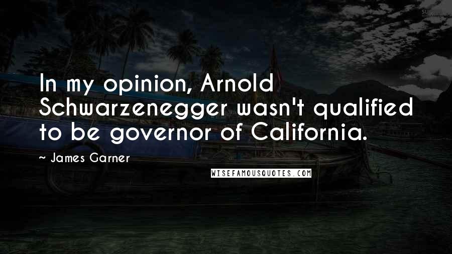 James Garner Quotes: In my opinion, Arnold Schwarzenegger wasn't qualified to be governor of California.