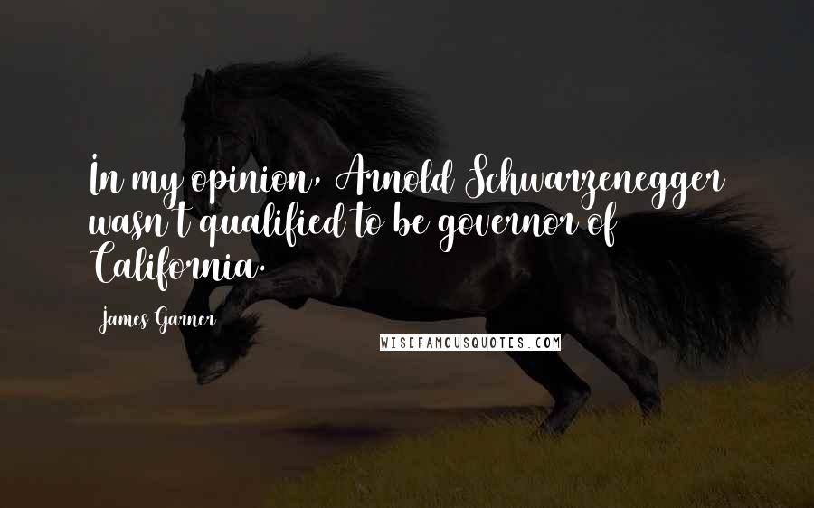 James Garner Quotes: In my opinion, Arnold Schwarzenegger wasn't qualified to be governor of California.