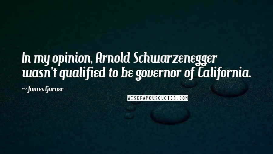 James Garner Quotes: In my opinion, Arnold Schwarzenegger wasn't qualified to be governor of California.