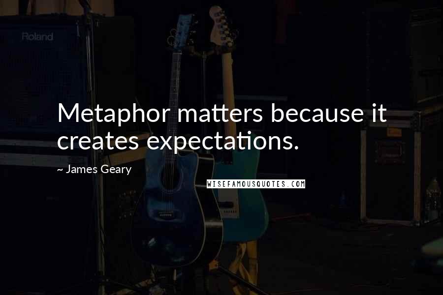 James Geary Quotes: Metaphor matters because it creates expectations.