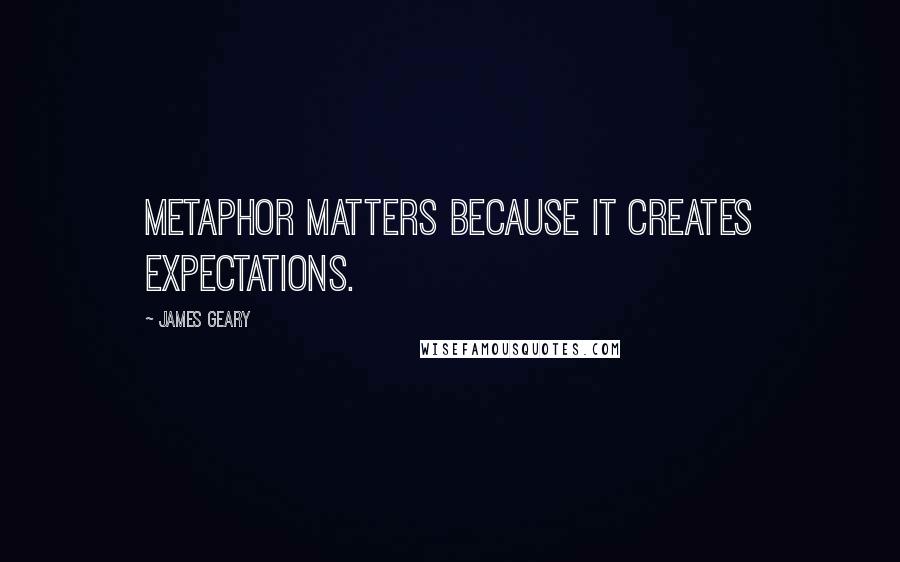 James Geary Quotes: Metaphor matters because it creates expectations.