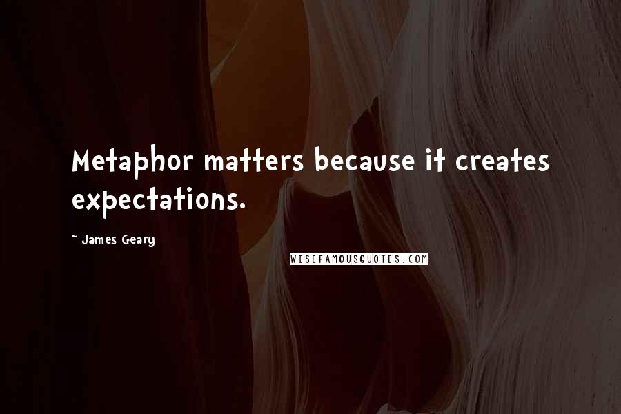 James Geary Quotes: Metaphor matters because it creates expectations.