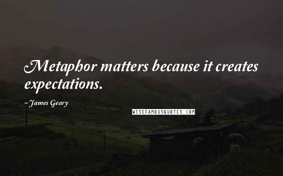 James Geary Quotes: Metaphor matters because it creates expectations.