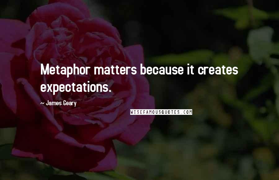 James Geary Quotes: Metaphor matters because it creates expectations.