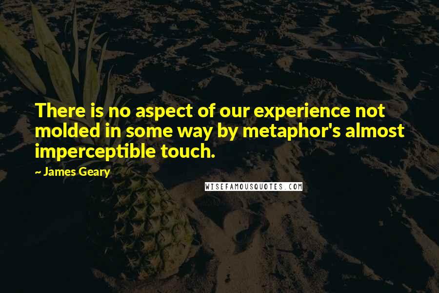 James Geary Quotes: There is no aspect of our experience not molded in some way by metaphor's almost imperceptible touch.