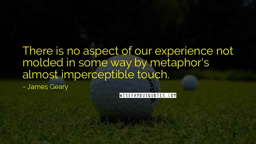 James Geary Quotes: There is no aspect of our experience not molded in some way by metaphor's almost imperceptible touch.