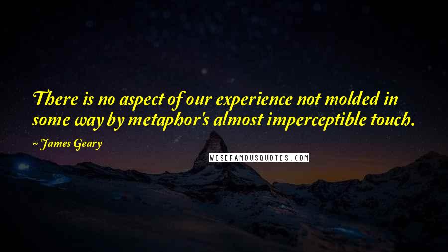 James Geary Quotes: There is no aspect of our experience not molded in some way by metaphor's almost imperceptible touch.