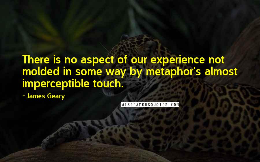 James Geary Quotes: There is no aspect of our experience not molded in some way by metaphor's almost imperceptible touch.