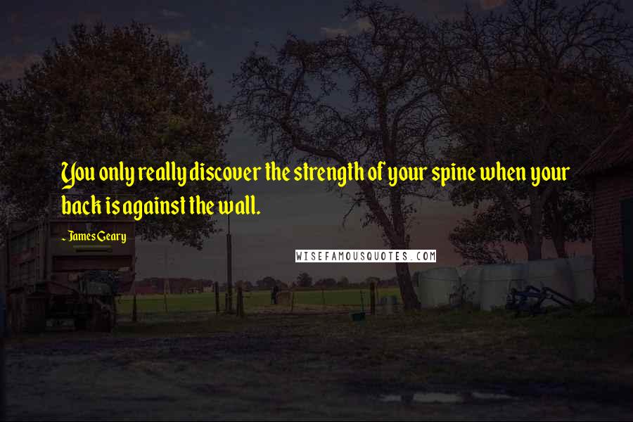 James Geary Quotes: You only really discover the strength of your spine when your back is against the wall.