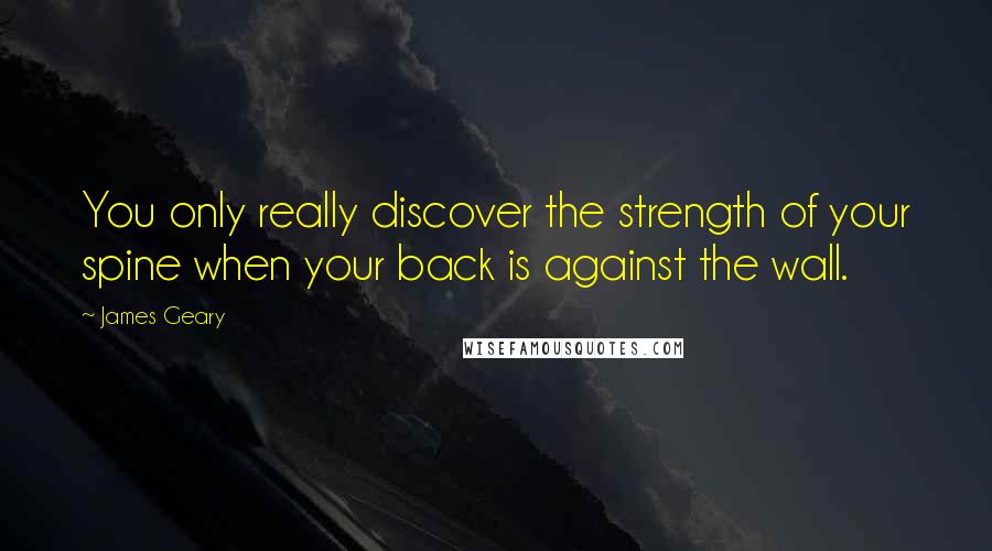 James Geary Quotes: You only really discover the strength of your spine when your back is against the wall.