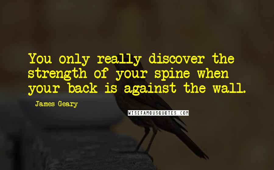 James Geary Quotes: You only really discover the strength of your spine when your back is against the wall.