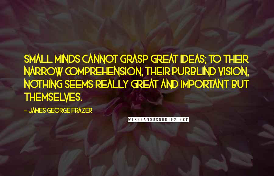 James George Frazer Quotes: Small minds cannot grasp great ideas; to their narrow comprehension, their purblind vision, nothing seems really great and important but themselves.