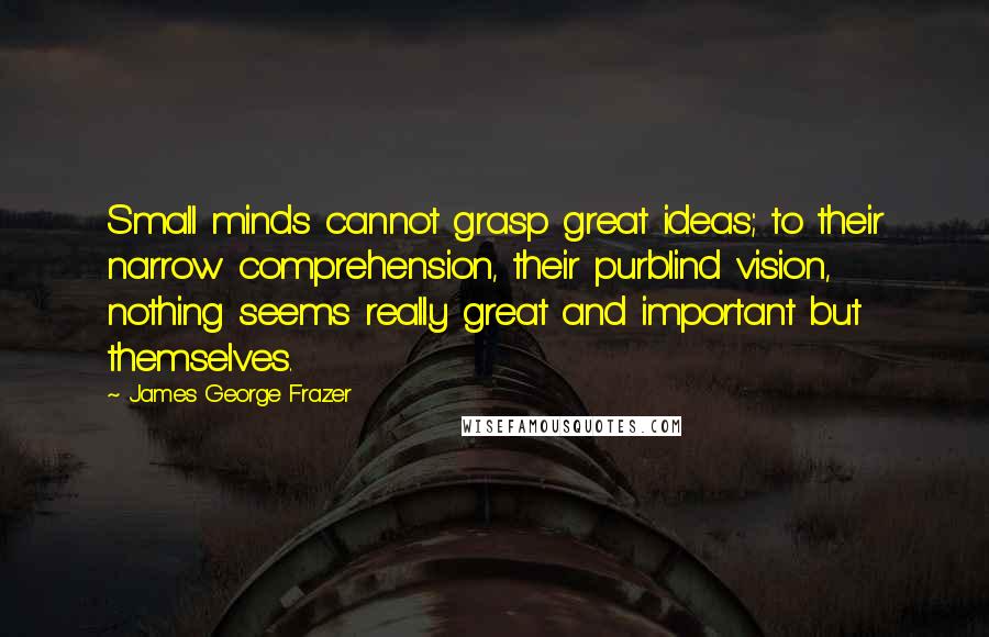 James George Frazer Quotes: Small minds cannot grasp great ideas; to their narrow comprehension, their purblind vision, nothing seems really great and important but themselves.