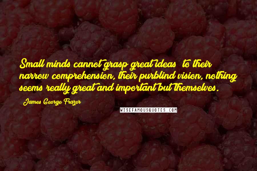 James George Frazer Quotes: Small minds cannot grasp great ideas; to their narrow comprehension, their purblind vision, nothing seems really great and important but themselves.