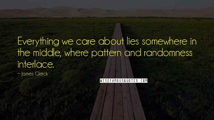 James Gleick Quotes: Everything we care about lies somewhere in the middle, where pattern and randomness interlace.